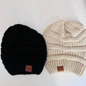 Fedciory Slouch Beanie Winter Hats black & oatmeal NEW